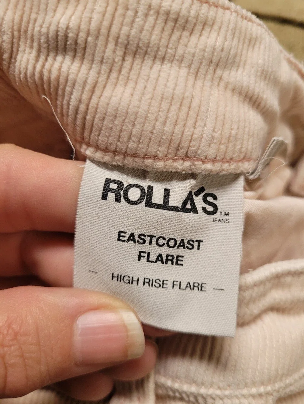 ROLLA'S Eastcoast High-Rise Flare Pants - Light Pink Corduroy